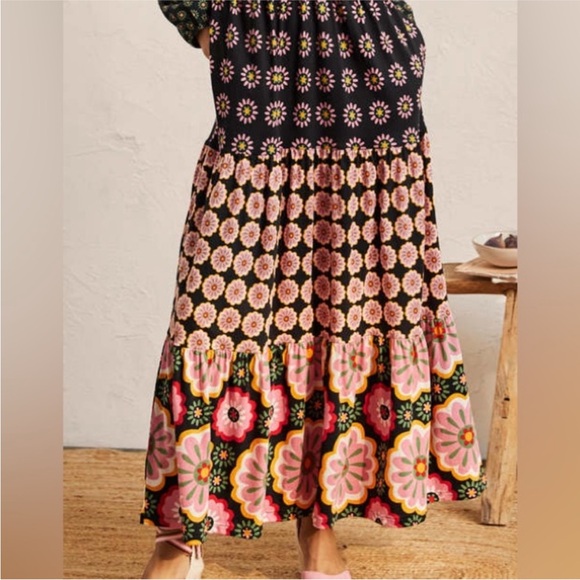 BODEN Floral Long Sleeve Tiered Jersey Maxi Dress in Hotch Potch Multi Womens 10 - Picture 3 of 10